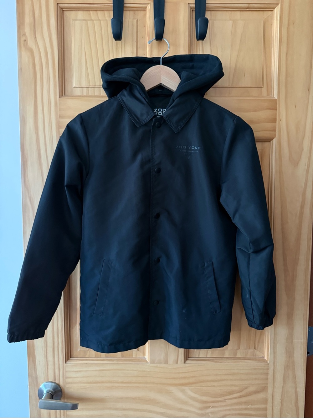 Zoo York Black Hooded Coach Jacket with Subtle Logo